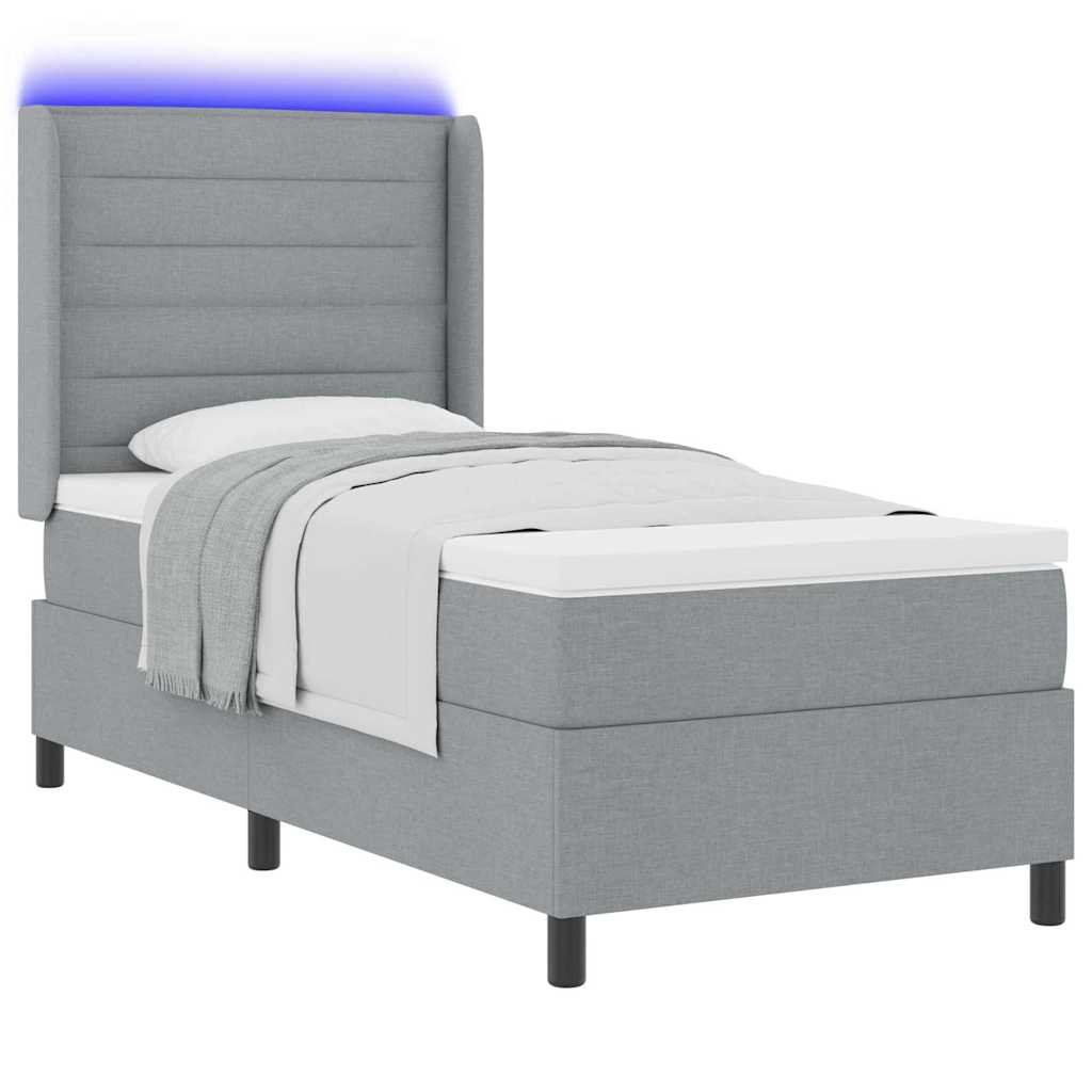 LED Box Spring Krevet Svijetlo siva 80 x 200 cm tkanina