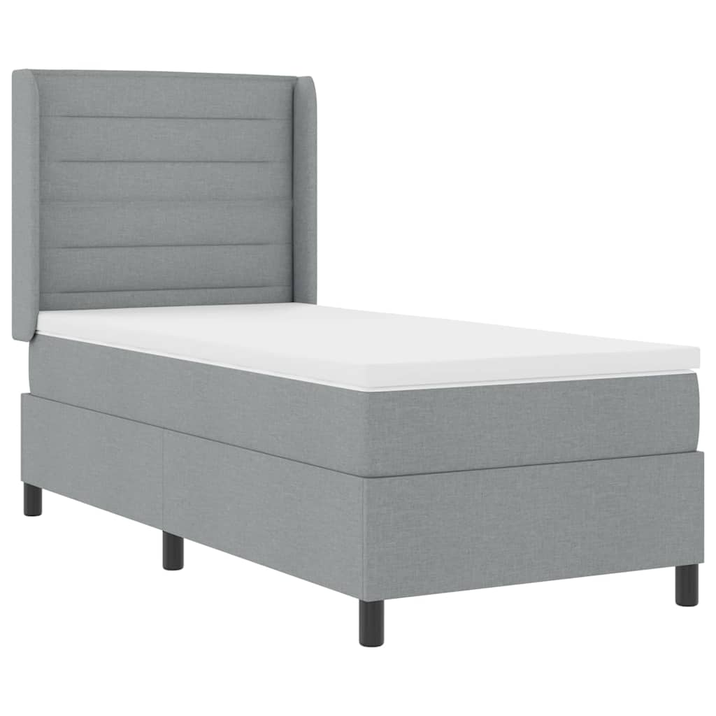 LED Box Spring Krevet Svijetlo siva 90 x 190 cm tkanina
