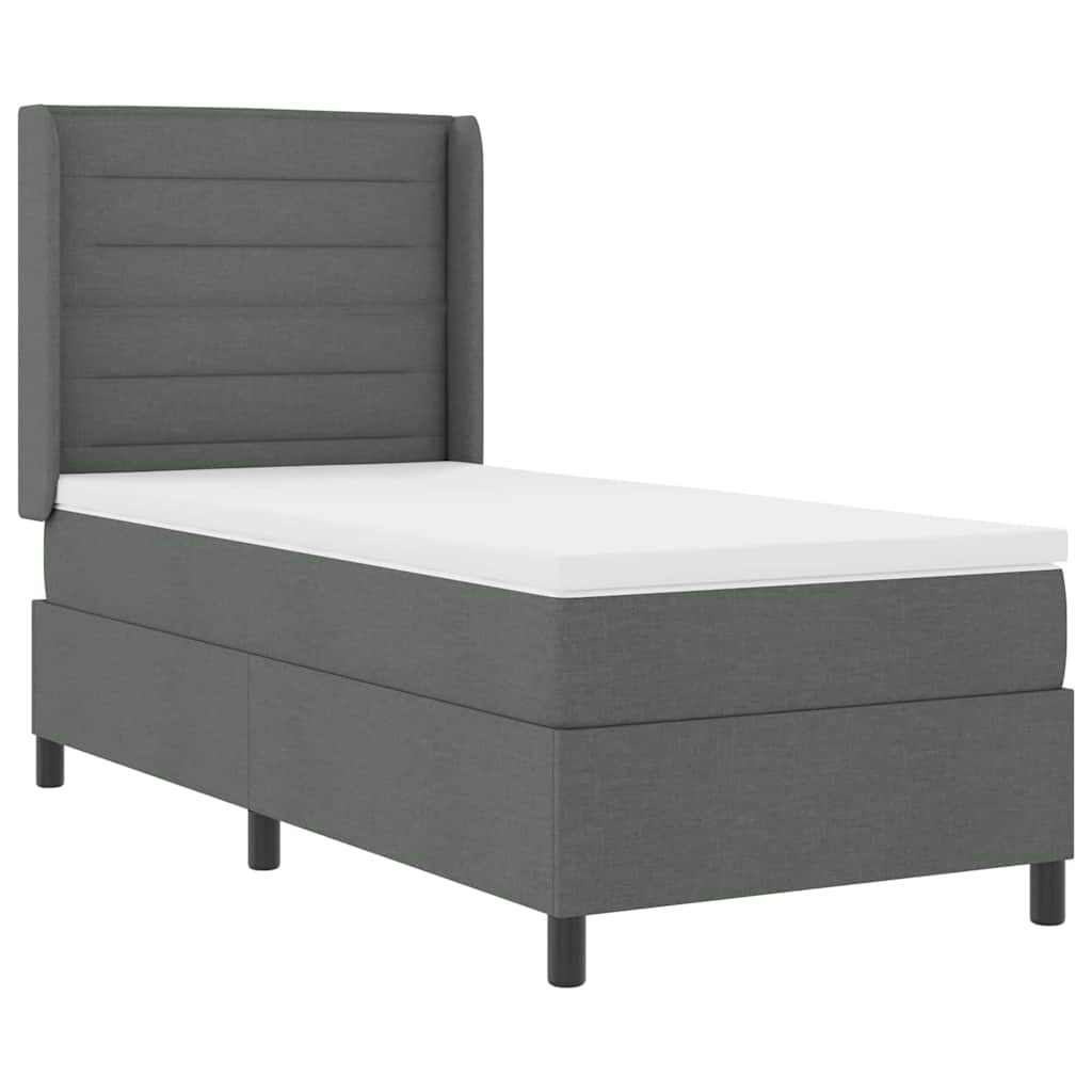 LED Box Spring Krevet s madracem Tamno siva 90 x 200 cm tkanina