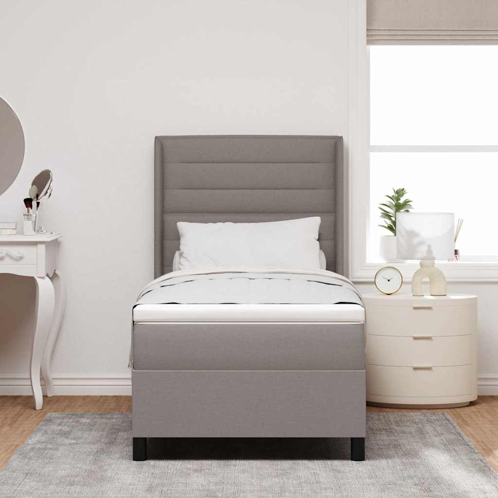 LED Box Spring Krevet Sivo-smeđa 90 x 200 cm tkanina