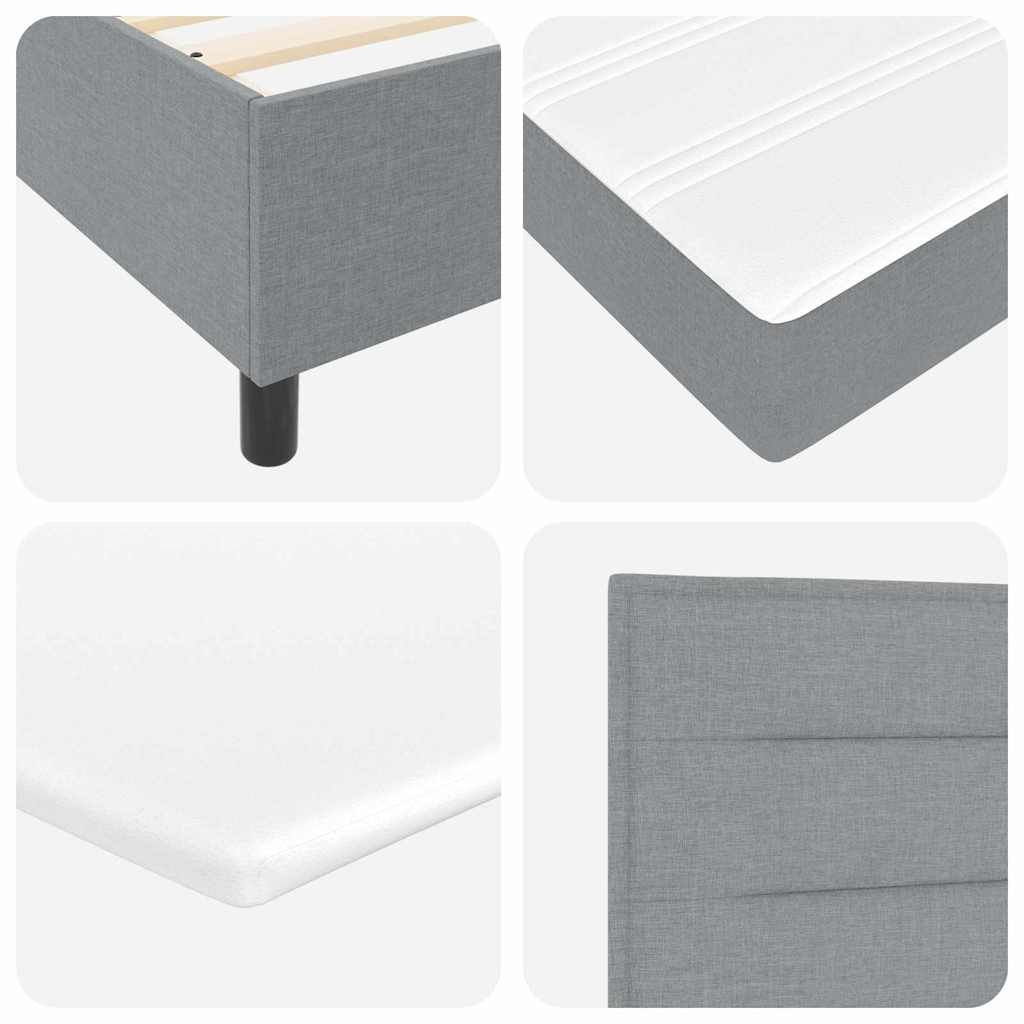 LED Box Spring Krevet Svijetlo siva 140 x 190 cm tkanina