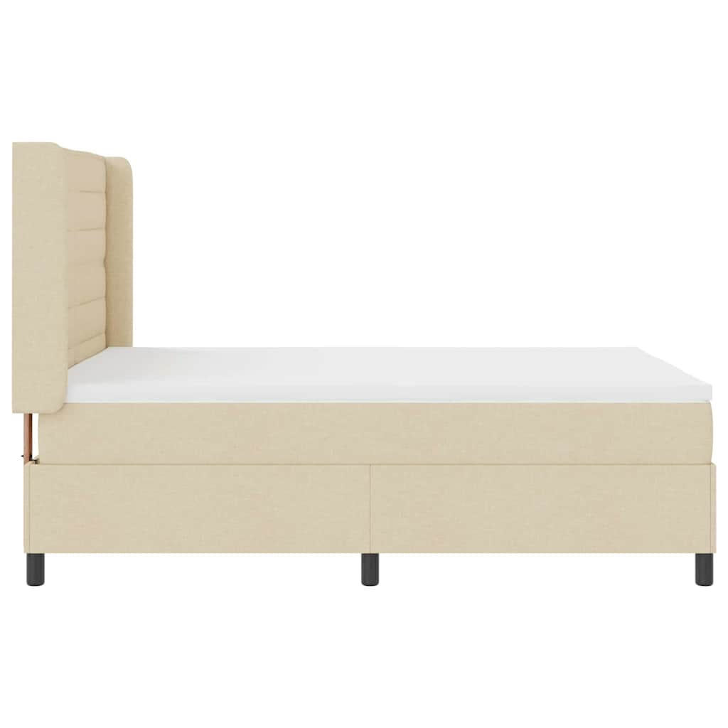 LED Box Spring Krevet s madracem Krema 140 x 190 cm tkanina