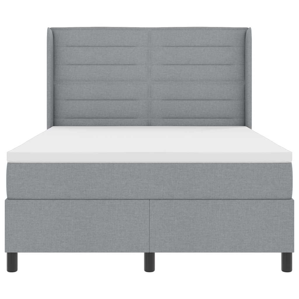 LED Box Spring Krevet Svijetlo siva 140 x 200 cm tkanina