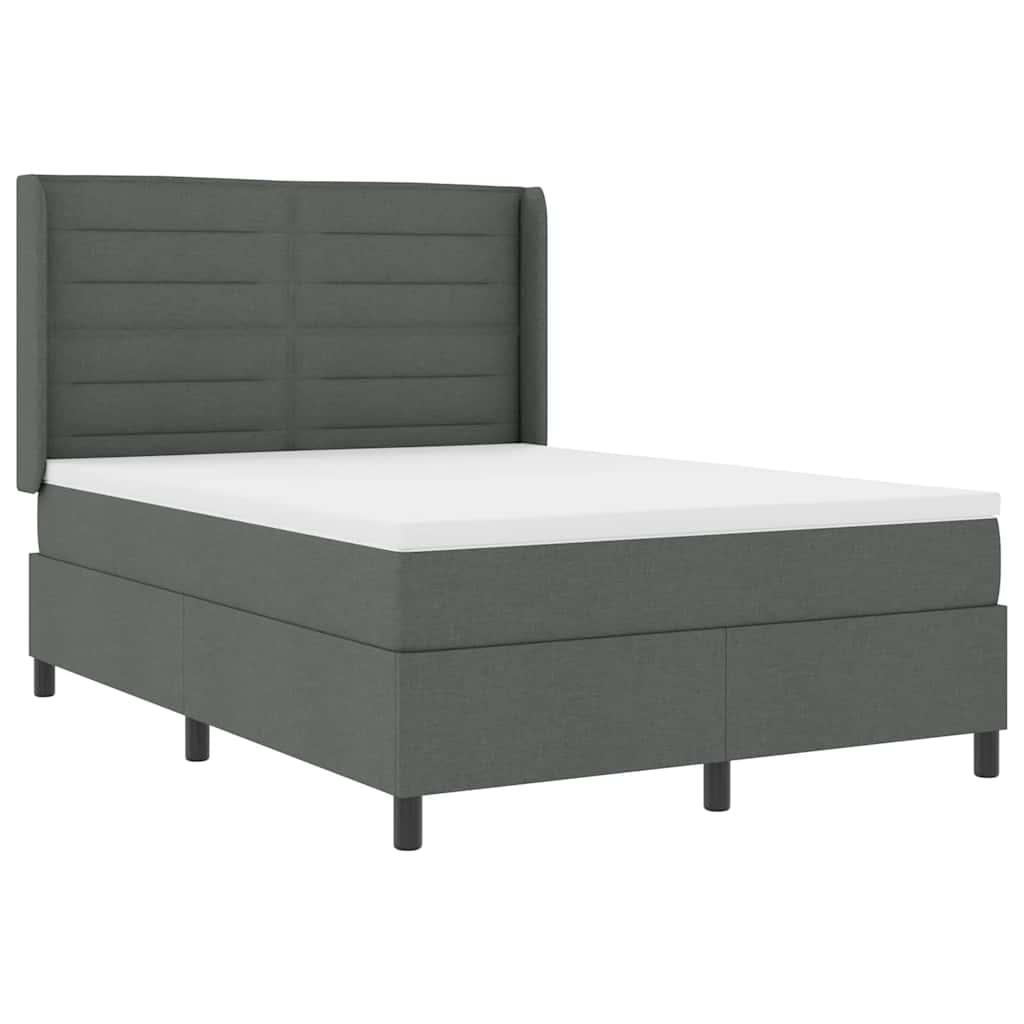 LED Box Spring Krevet Tamno siva 140 x 200 cm tkanina