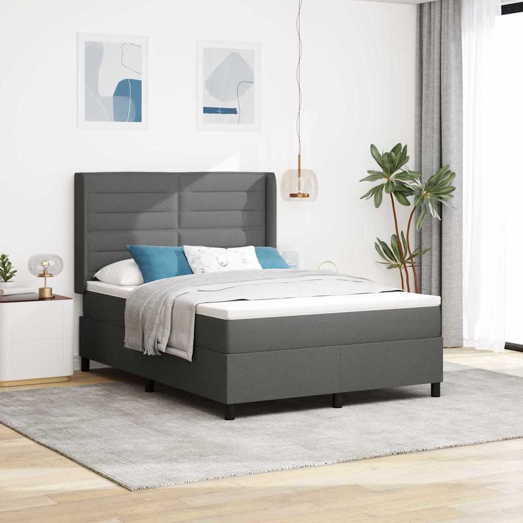 LED Box Spring Krevet Tamno siva 160 x 200 cm tkanina