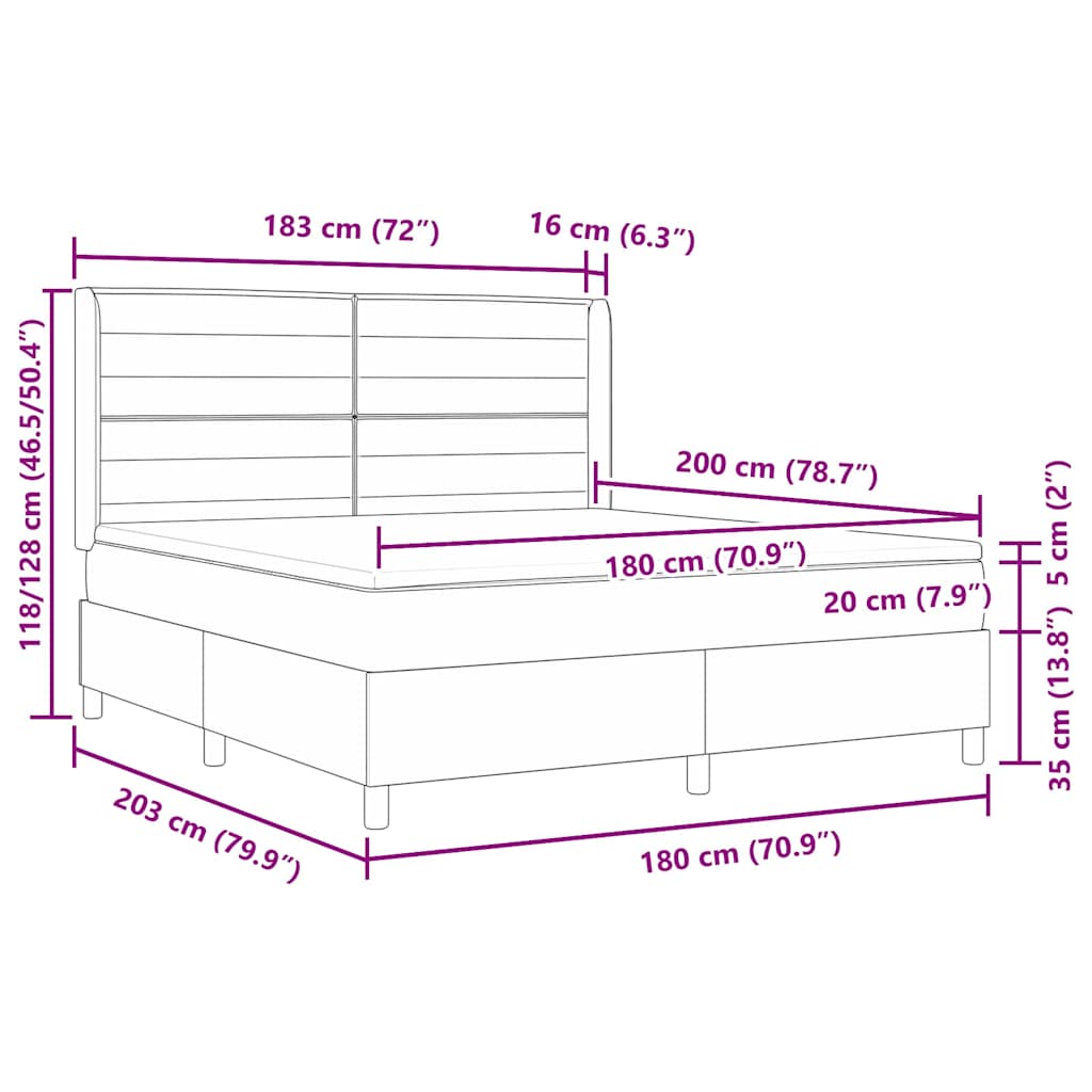 LED Box Spring Krevet Sivo-smeđa 180 x 200 cm tkanina