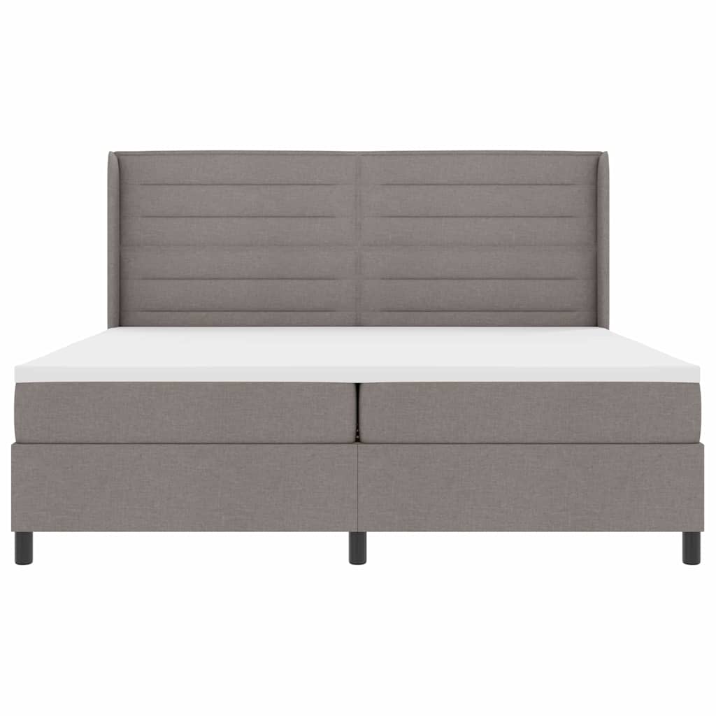 LED Box Spring Krevet Sivo-smeđa 200 x 200 cm tkanina