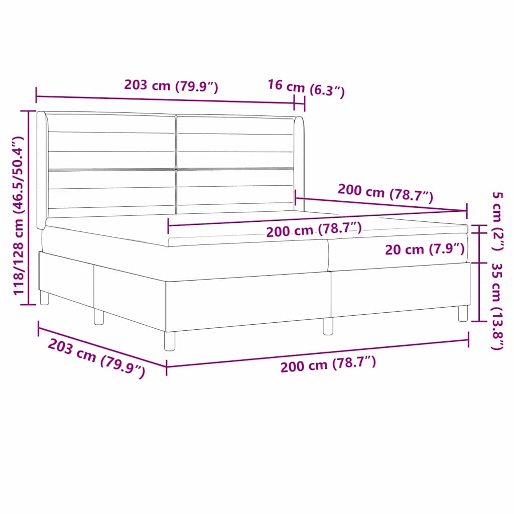 LED Box Spring Krevet Sivo-smeđa 200 x 200 cm tkanina