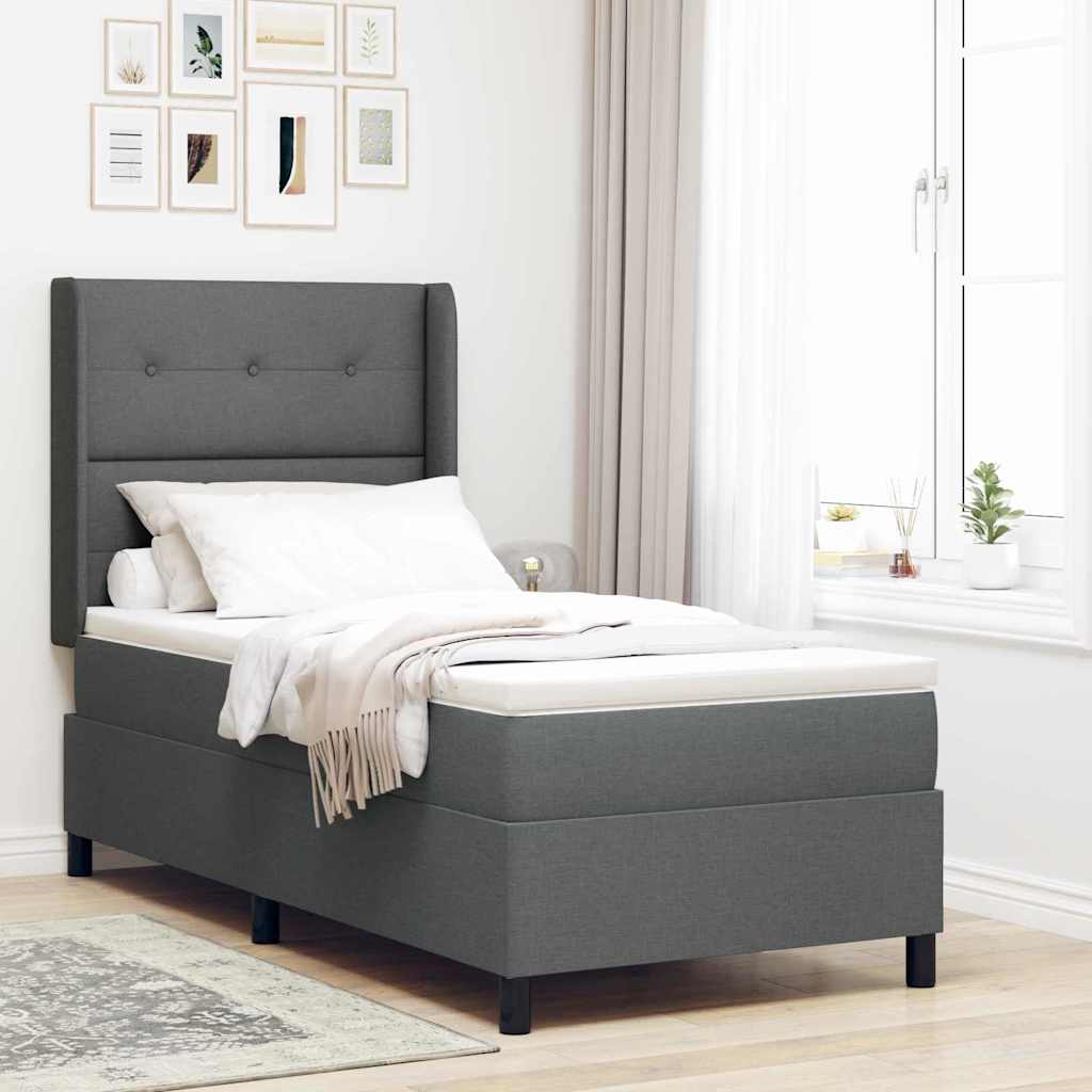 LED Box Spring Krevet s madracem Tamno siva 80 x 200 cm tkanina