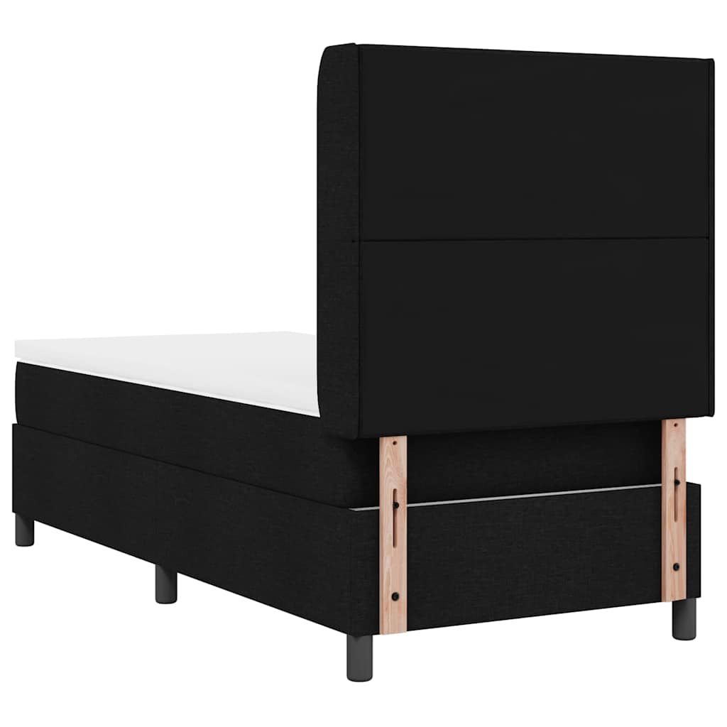 LED Box Spring Krevet s madracem Crna 80 x 200 cm tkanina