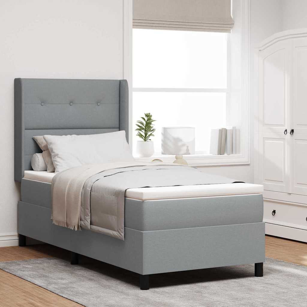 LED Box Spring Krevet Svijetlo siva 90 x 190 cm tkanina