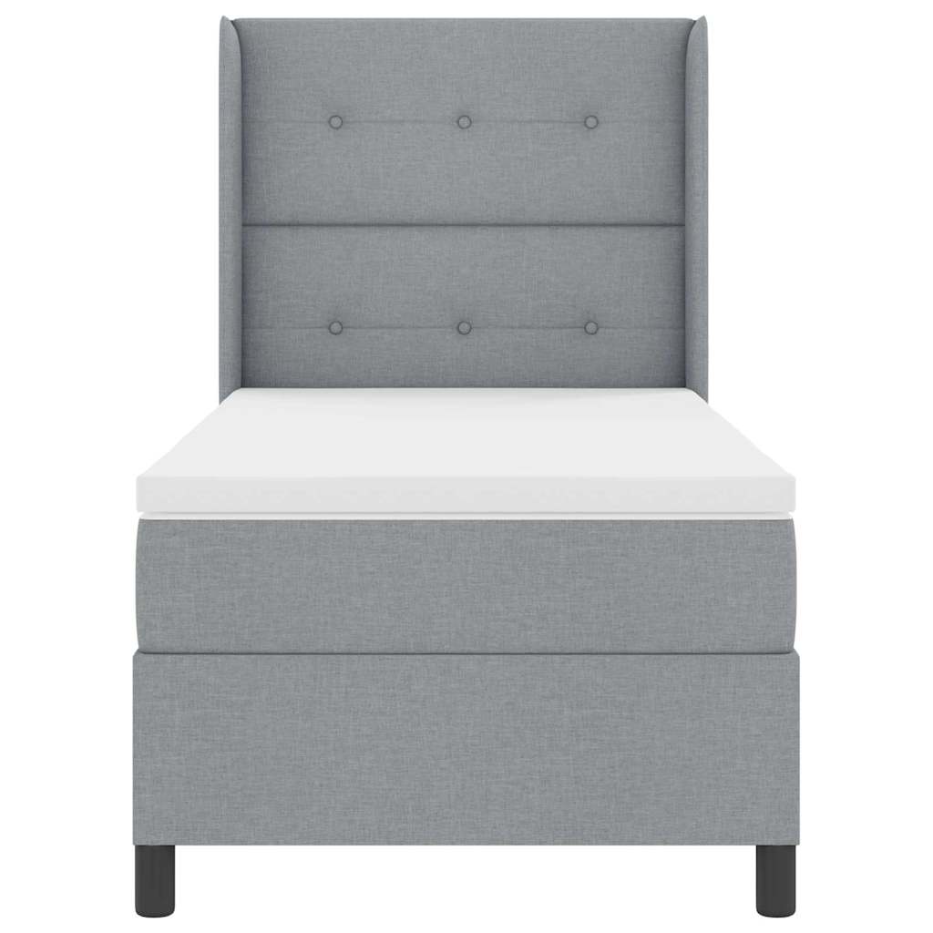 LED Box Spring Krevet Svijetlo siva 90 x 190 cm tkanina