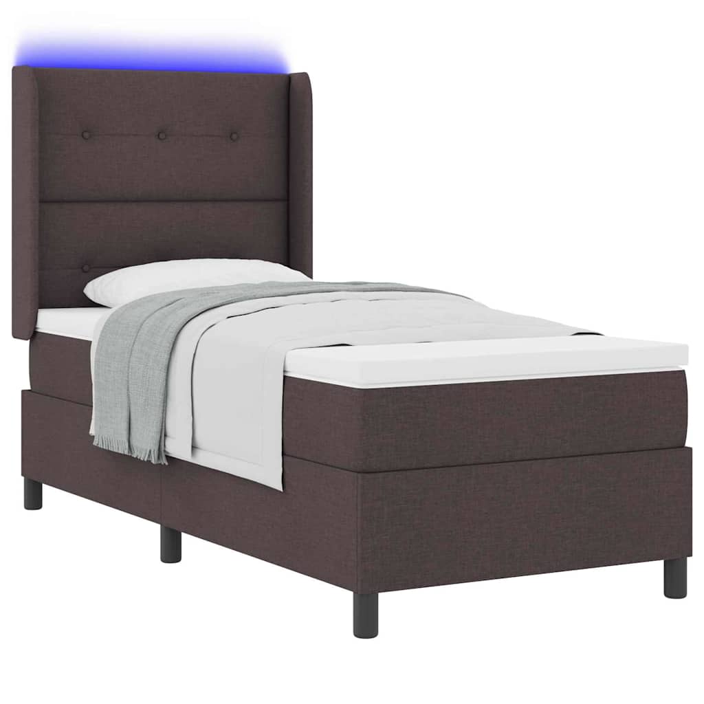 LED Box Spring Krevet Tamno smeđa 90 x 190 cm tkanina