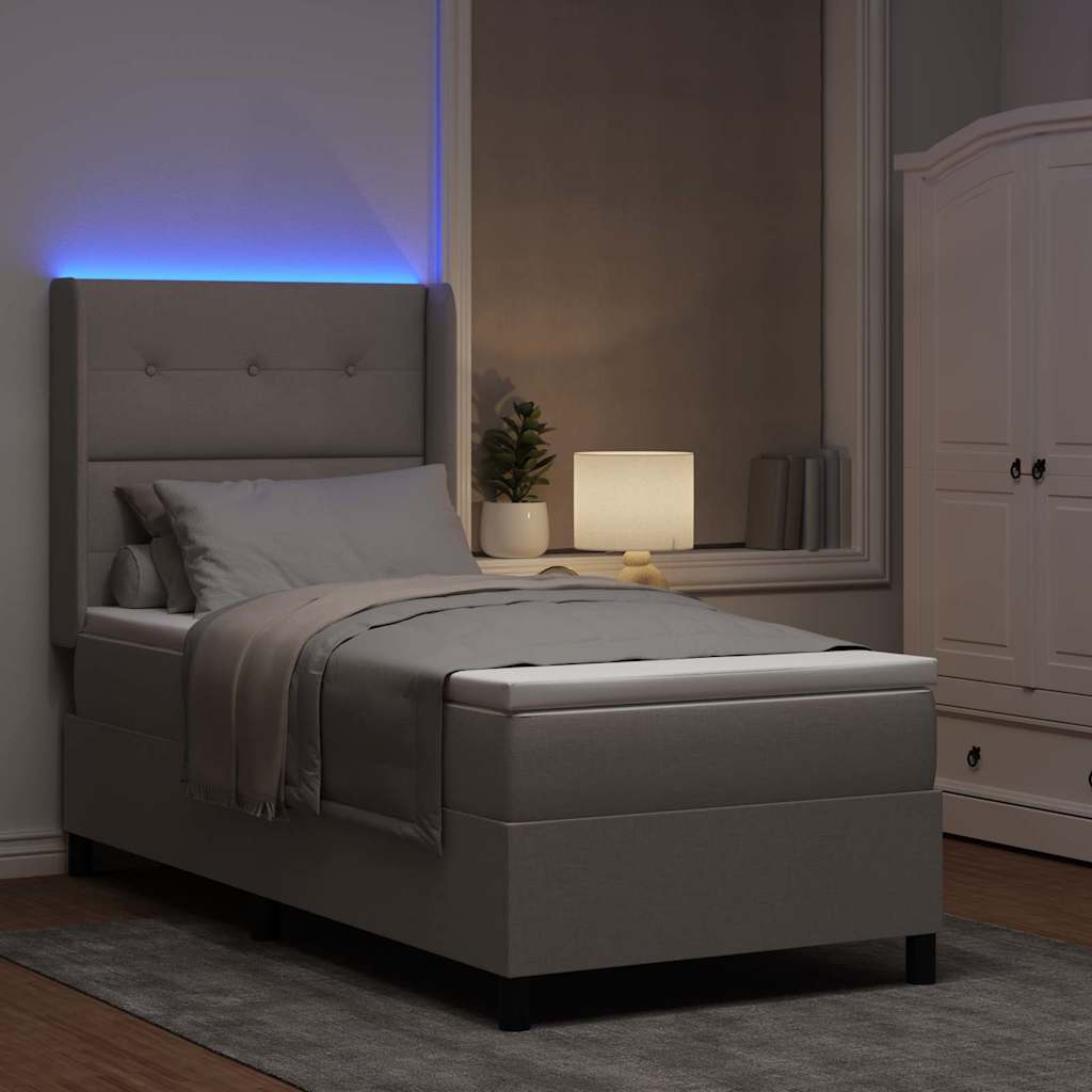 LED Box Spring Krevet s madracem Sivo-smeđa 90 x 190 cm tkanina