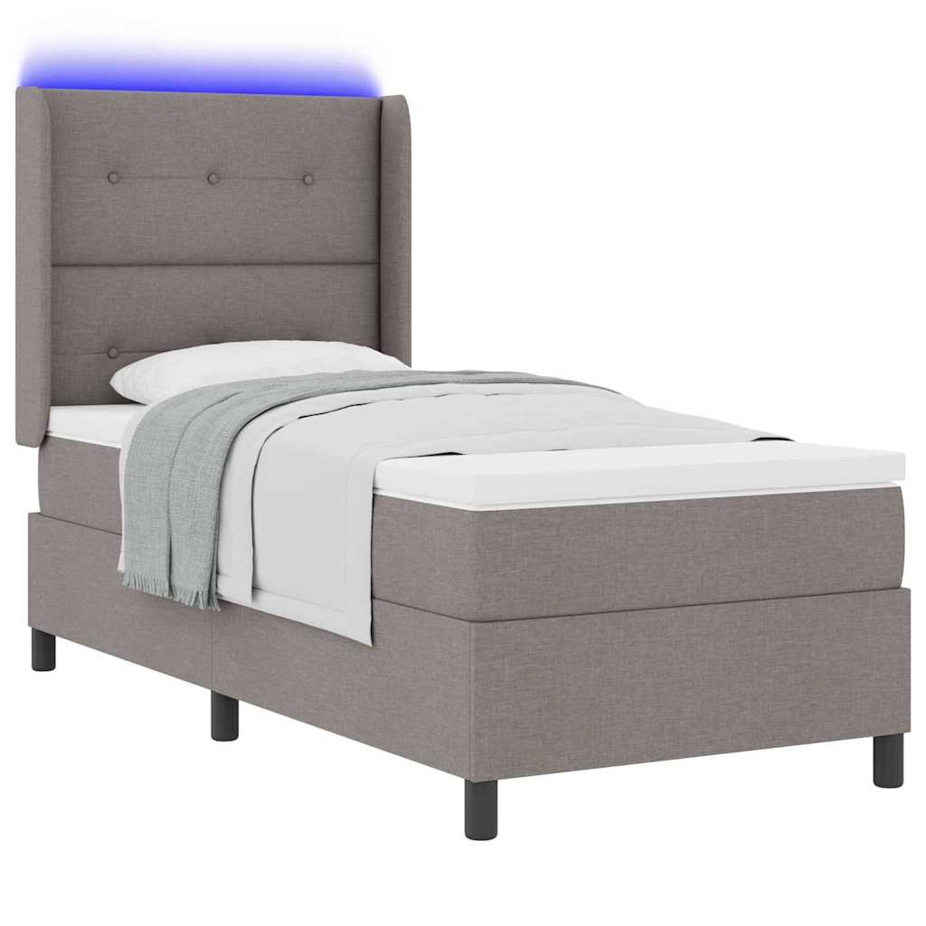 LED Box Spring Krevet s madracem Sivo-smeđa 90 x 190 cm tkanina