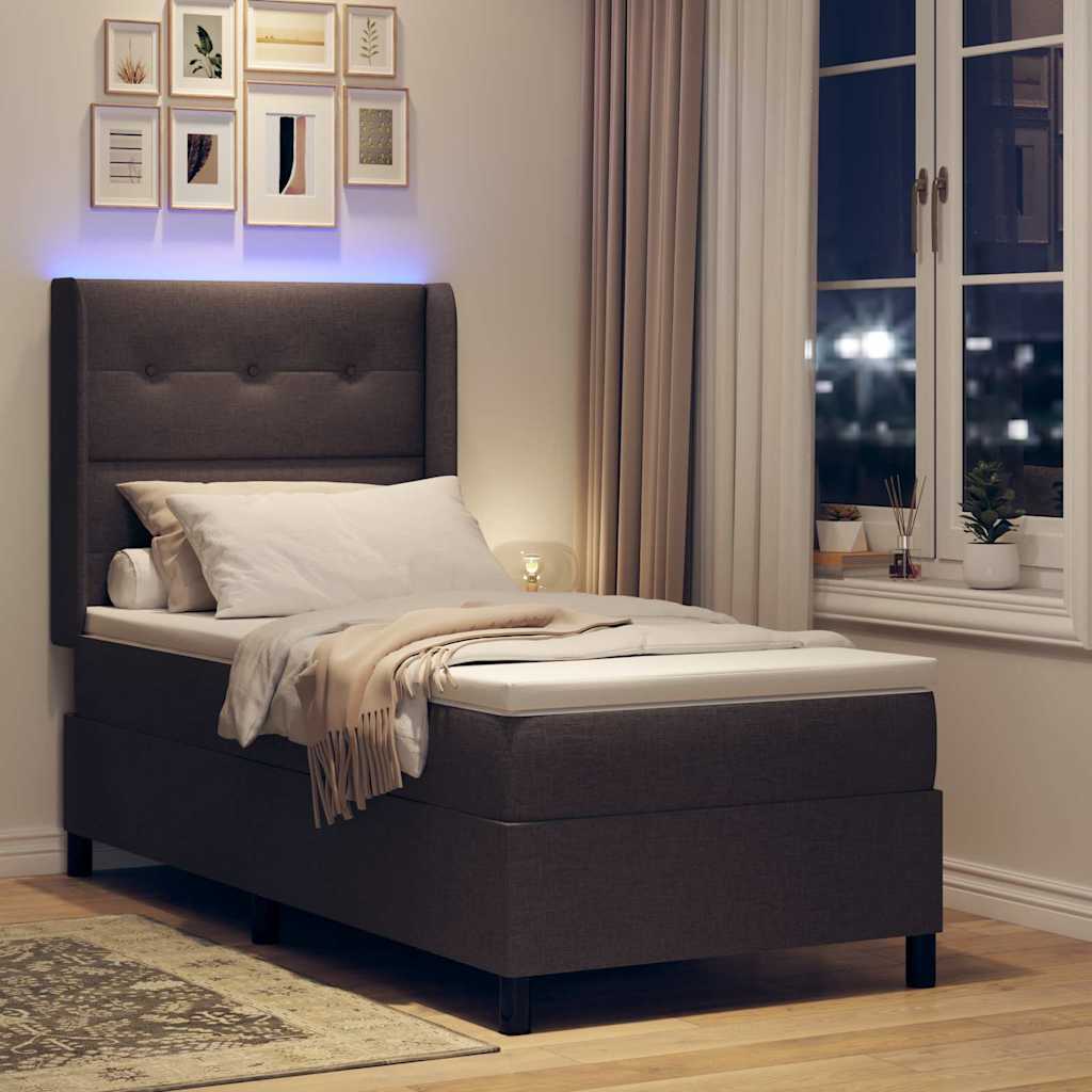 LED Box Spring Krevet Tamno smeđa 90 x 200 cm tkanina