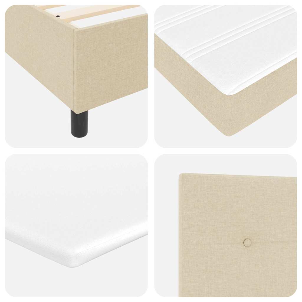 LED Box Spring Krevet s madracem Krema 100 x 200 cm tkanina