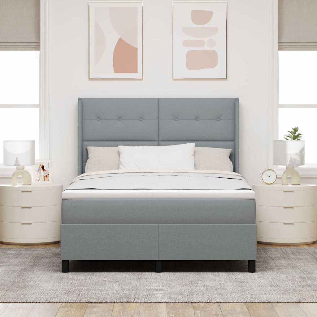 LED Box Spring Krevet Svijetlo siva 140 x 190 cm tkanina