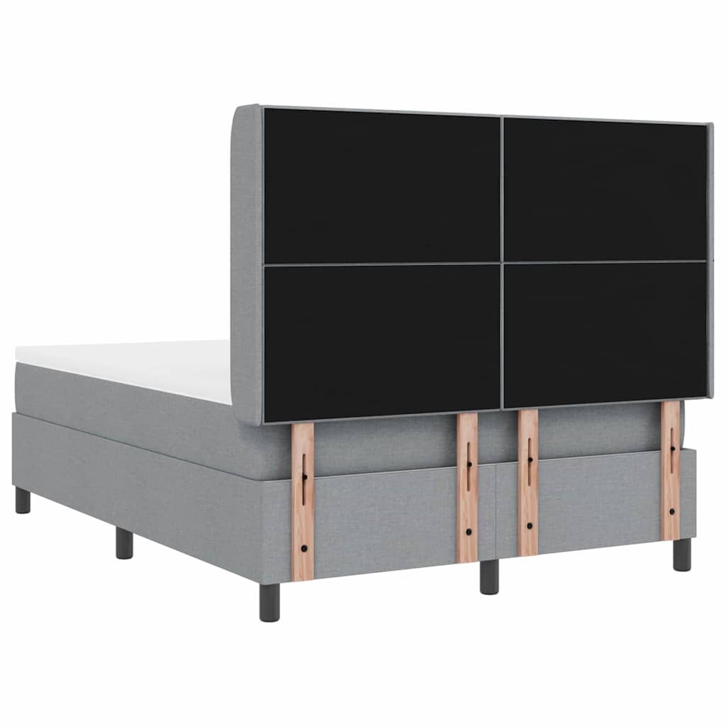 LED Box Spring Krevet Svijetlo siva 140 x 190 cm tkanina
