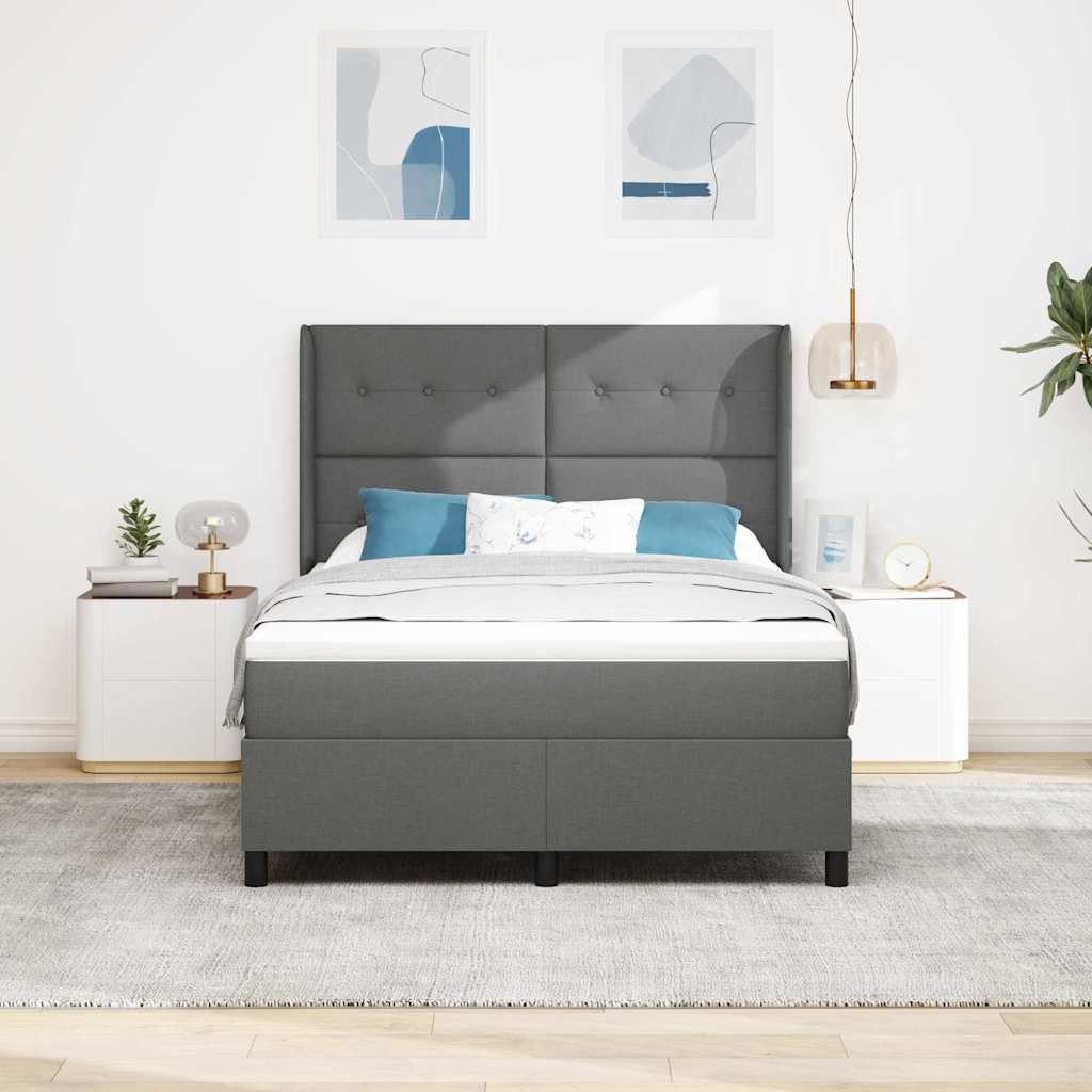 LED Box Spring Krevet Tamno siva 140 x 190 cm tkanina