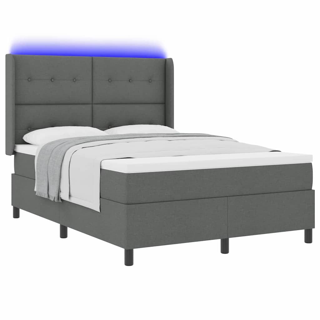LED Box Spring Krevet Tamno siva 140 x 190 cm tkanina