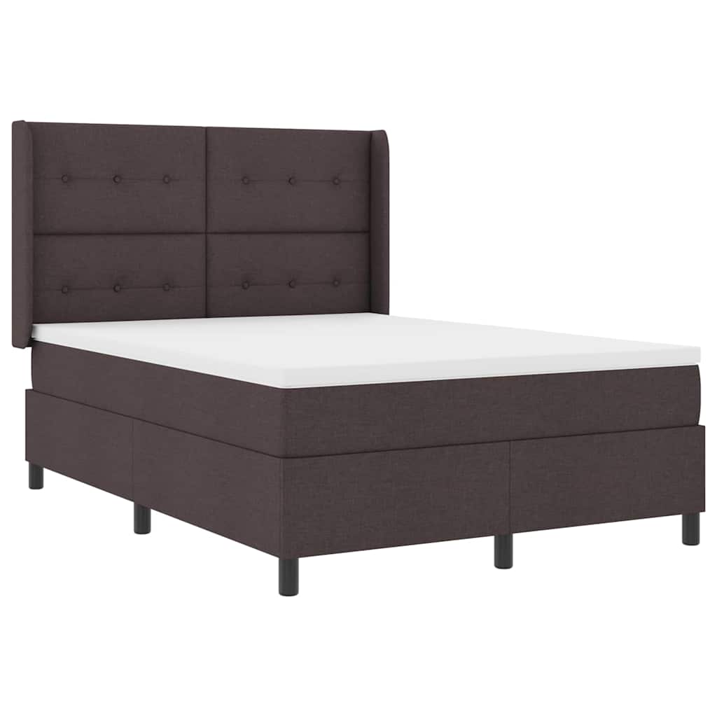LED Box Spring Krevet Tamno smeđa 140 x 190 cm tkanina