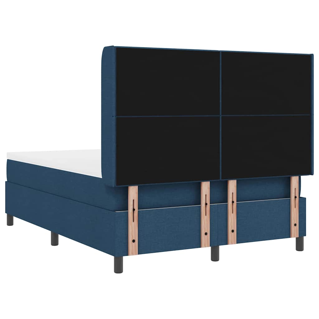 LED Box Spring Krevet s uzglavljem Plava 140 x 190 cm tkanina