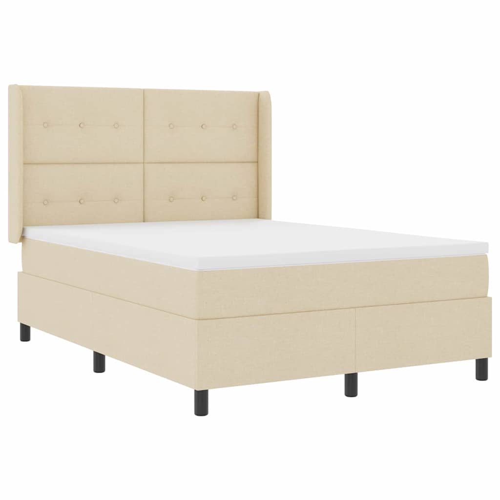 LED Box Spring Krevet s madracem Krema 160 x 200 cm tkanina