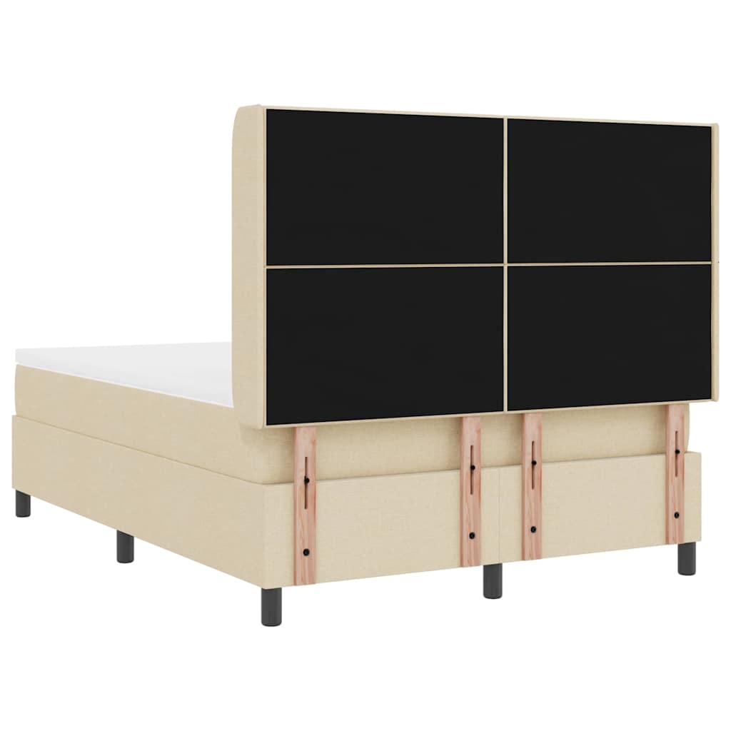 LED Box Spring Krevet s madracem Krema 160 x 200 cm tkanina