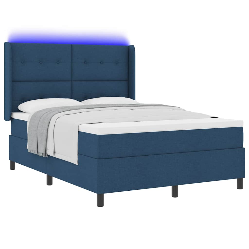 LED Box Spring Krevet s uzglavljem Plava 160 x 200 cm tkanina