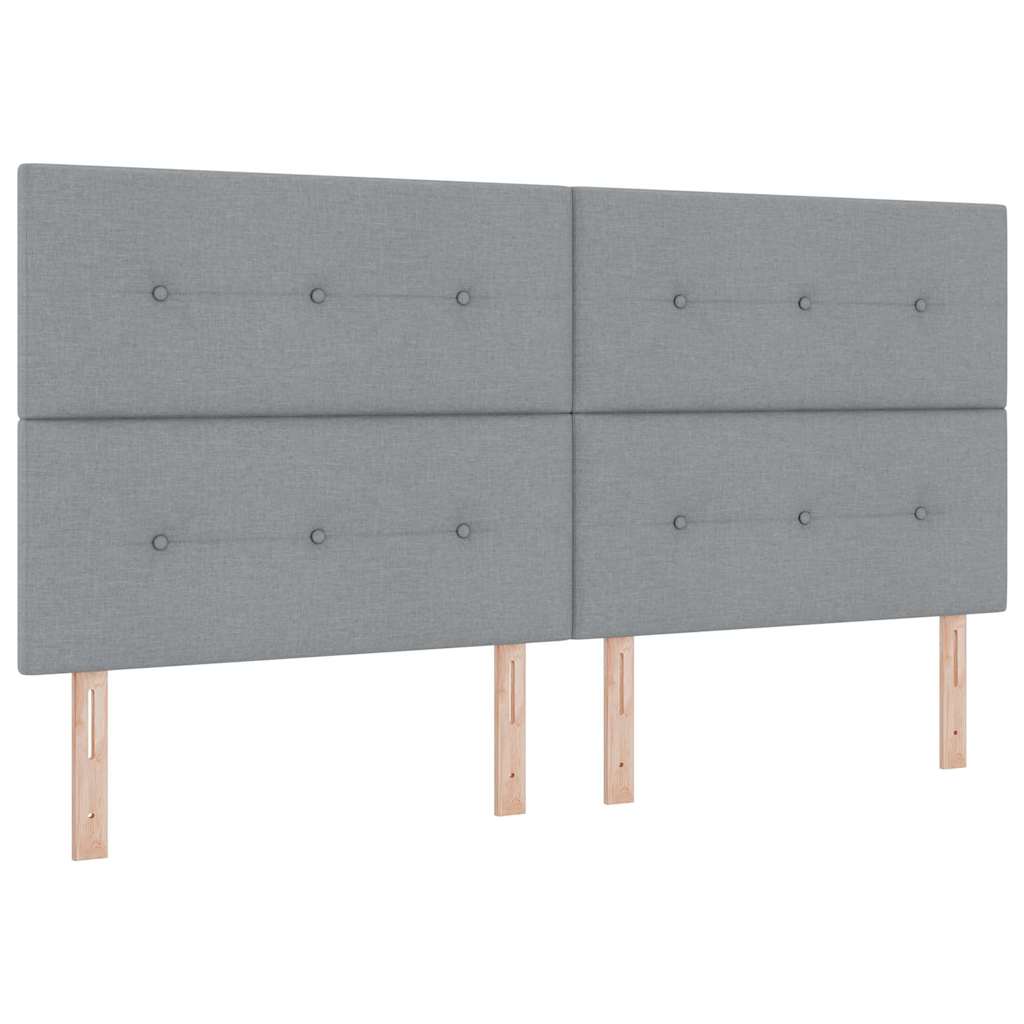 LED Box Spring Krevet Svijetlo siva 200 x 200 cm tkanina