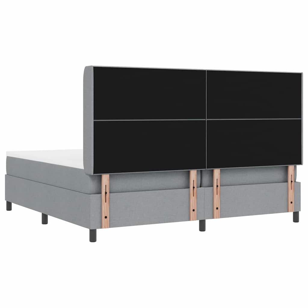 LED Box Spring Krevet Svijetlo siva 200 x 200 cm tkanina