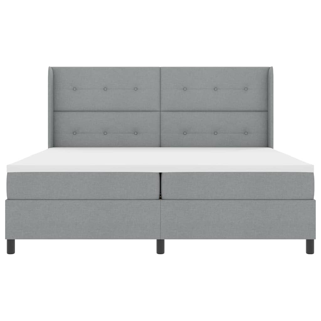 LED Box Spring Krevet Svijetlo siva 200 x 200 cm tkanina