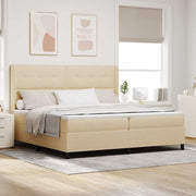 LED Box Spring Krevet s uzglavljem Krema 200 x 200 cm tkanina