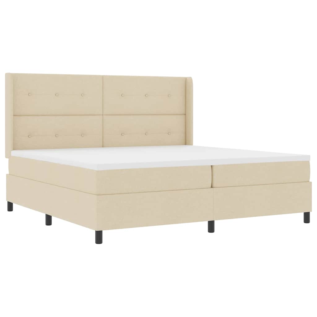 LED Box Spring Krevet s madracem Krema 200 x 200 cm tkanina