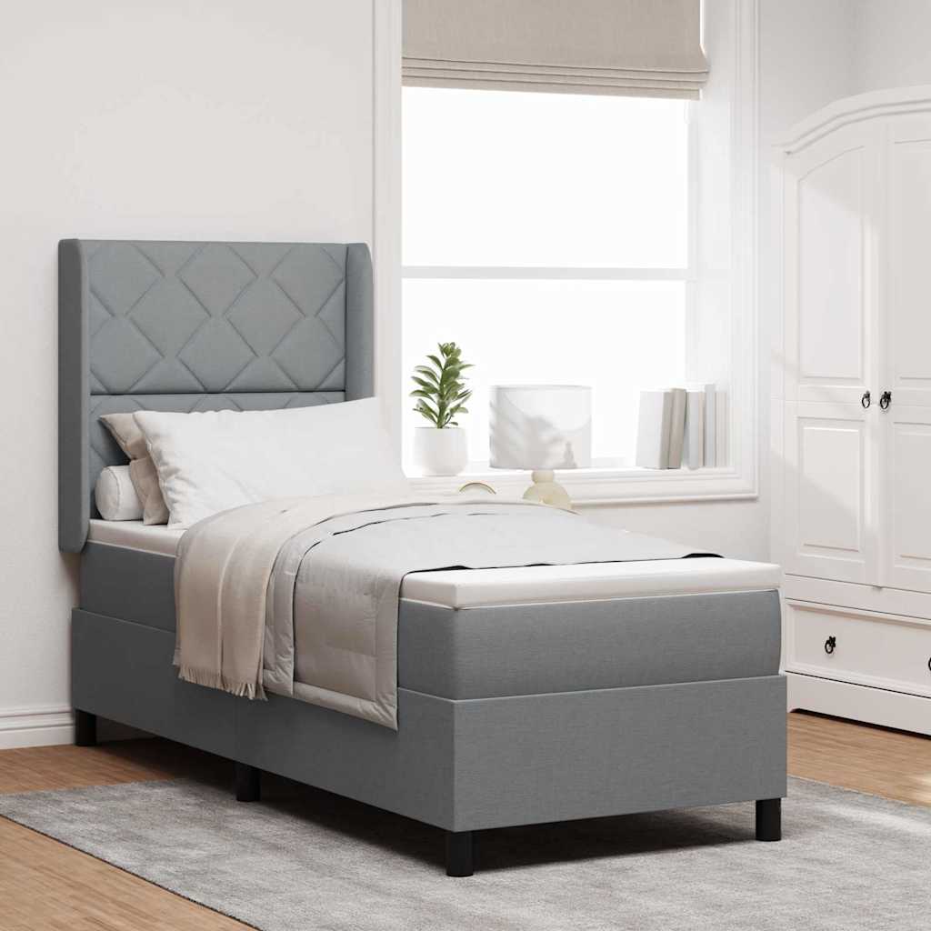 LED Box Spring Krevet Svijetlo siva 80 x 200 cm tkanina