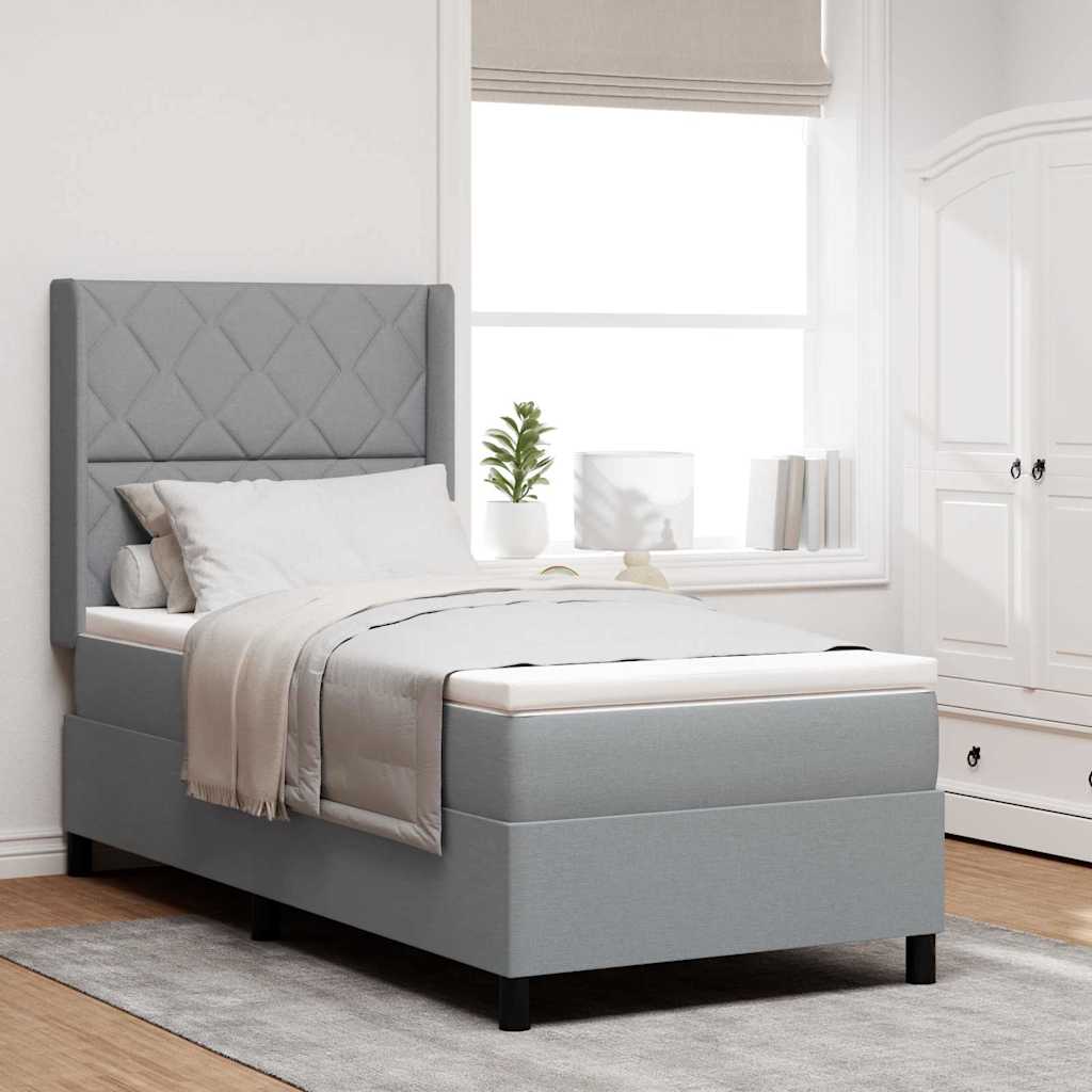 LED Box Spring Krevet Svijetlo siva 100 x 200 cm tkanina