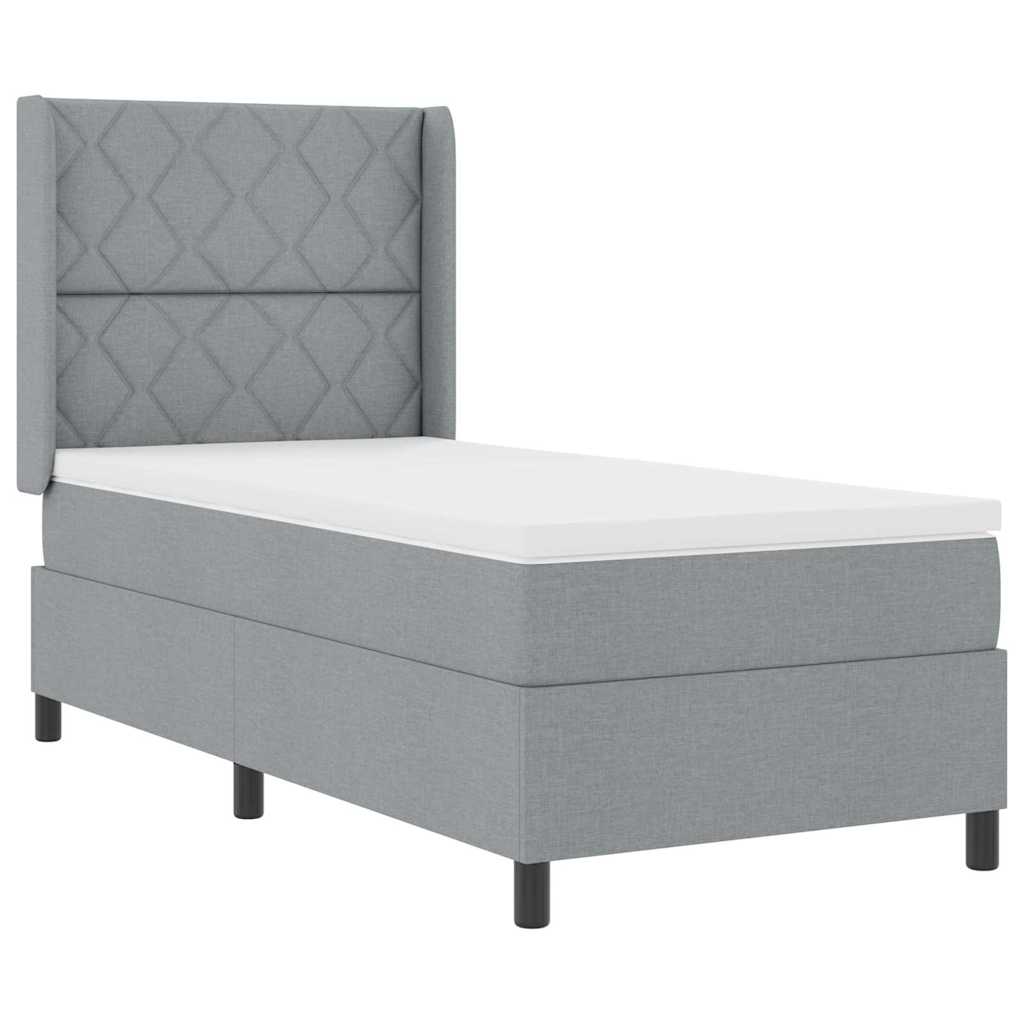 LED Box Spring Krevet Svijetlo siva 100 x 200 cm tkanina