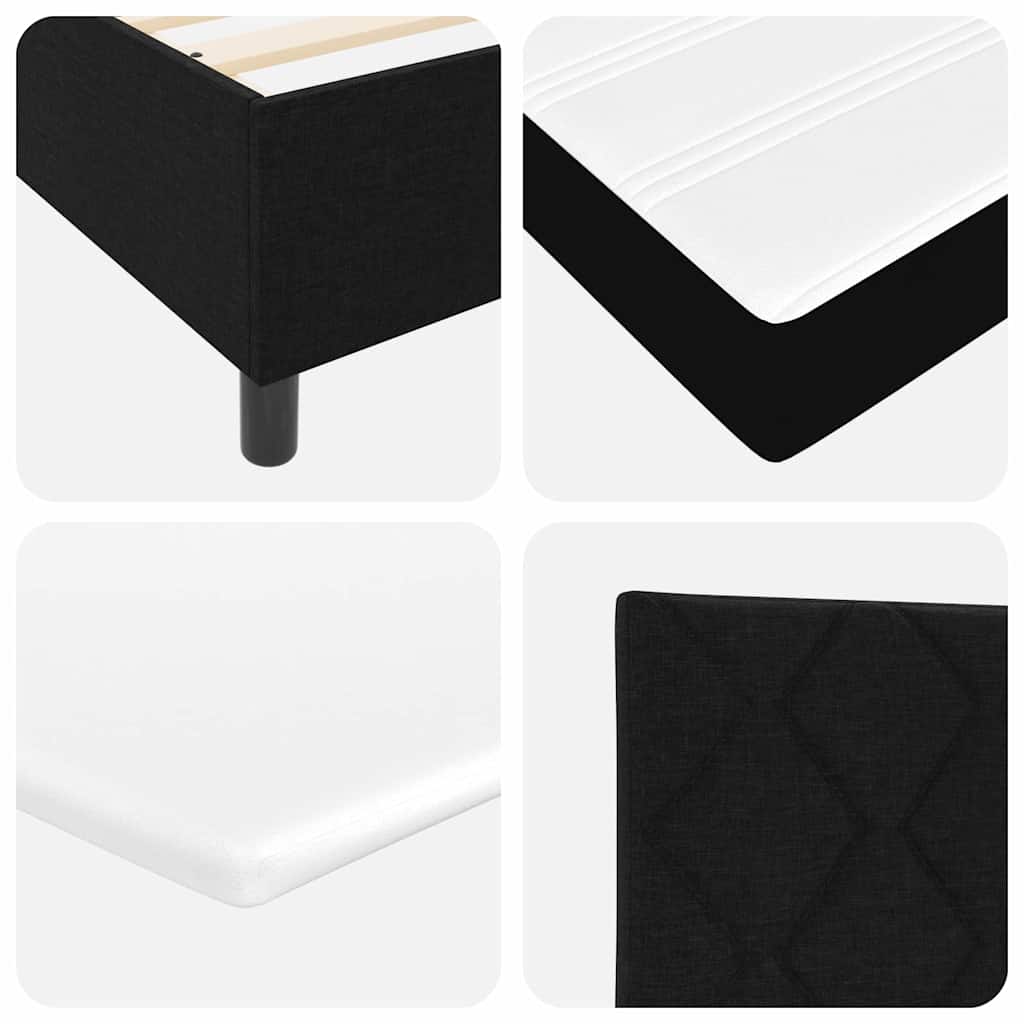 LED Box Spring Krevet s madracem Crna 100 x 200 cm tkanina