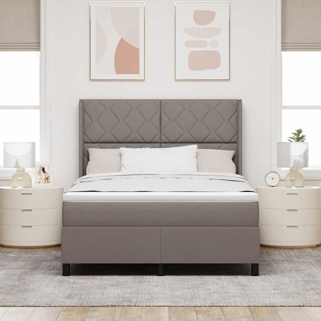 LED Box Spring Krevet Sivo-smeđa 140 x 200 cm tkanina