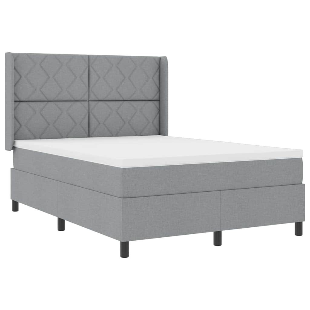 LED Box Spring Krevet Svijetlo siva 160 x 200 cm tkanina