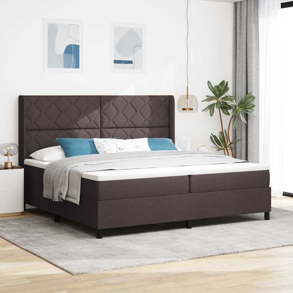 LED Box Spring Krevet Tamno smeđa 200 x 200 cm tkanina