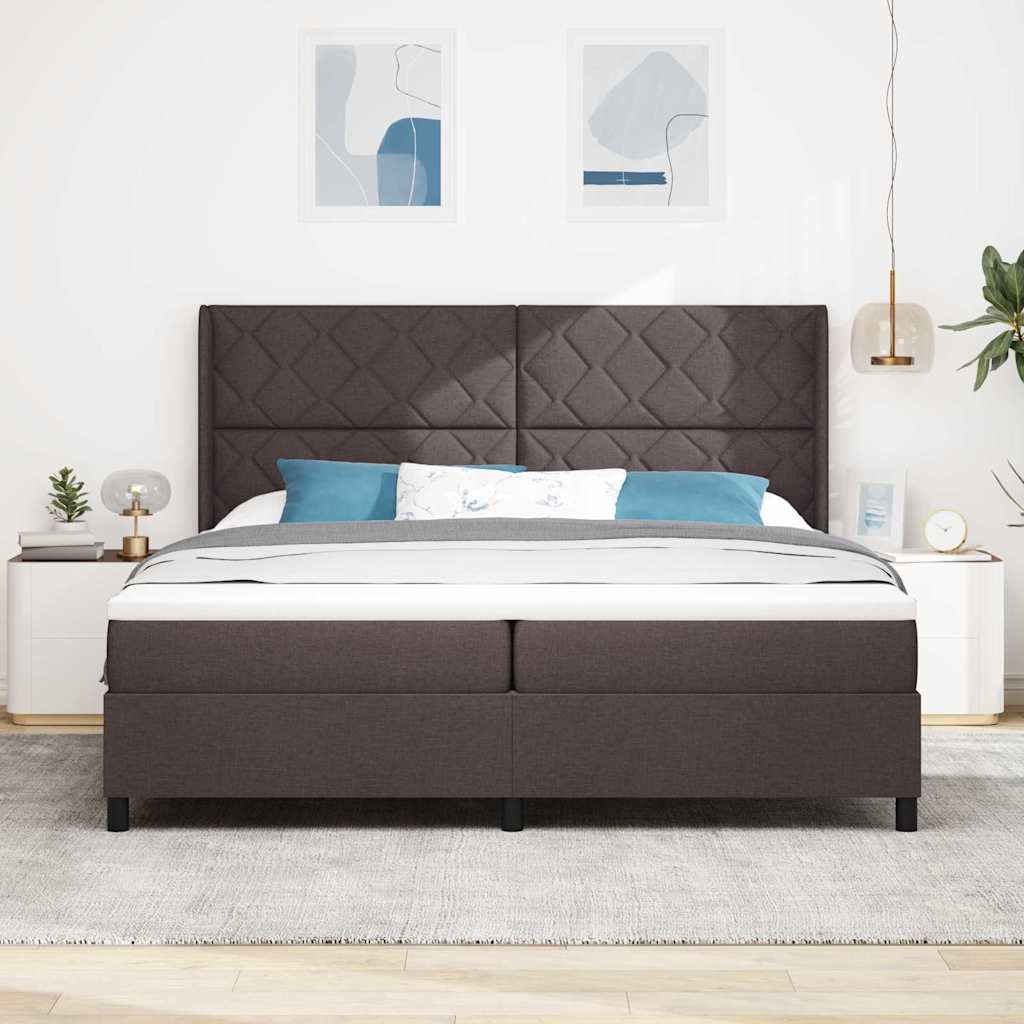 LED Box Spring Krevet Tamno smeđa 200 x 200 cm tkanina