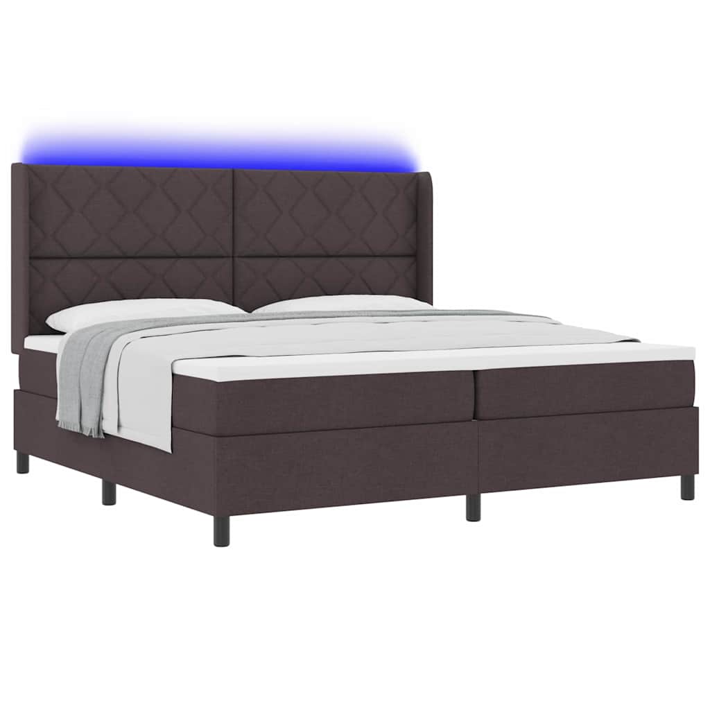 LED Box Spring Krevet Tamno smeđa 200 x 200 cm tkanina