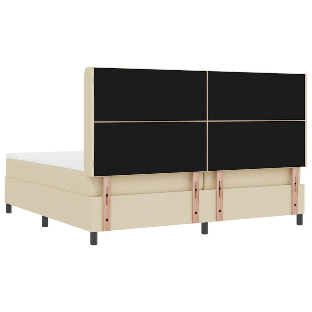 LED Box Spring Krevet s madracem Krema 200 x 200 cm tkanina