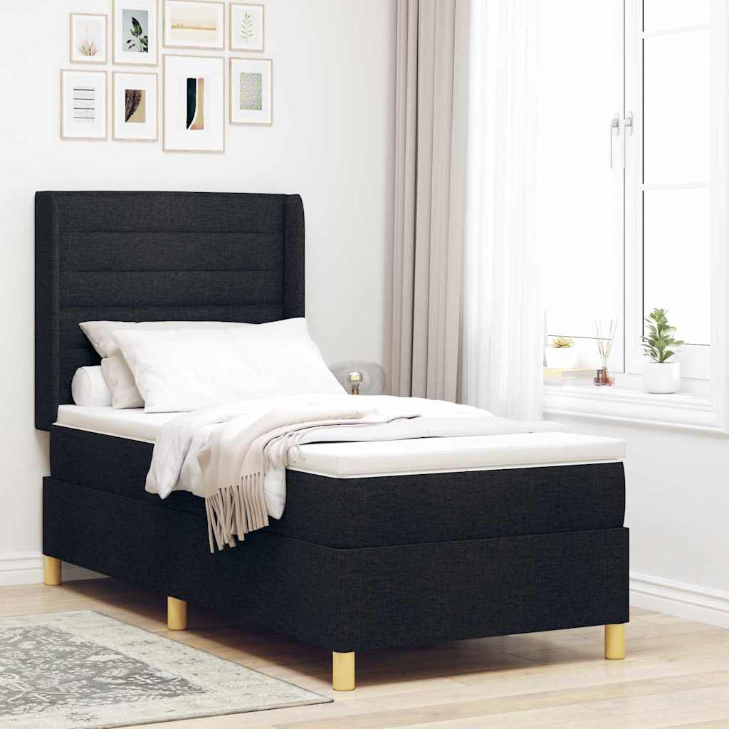 Krevet s opruga kutije s LED trakama Crna 90 x 190 cm tkanina