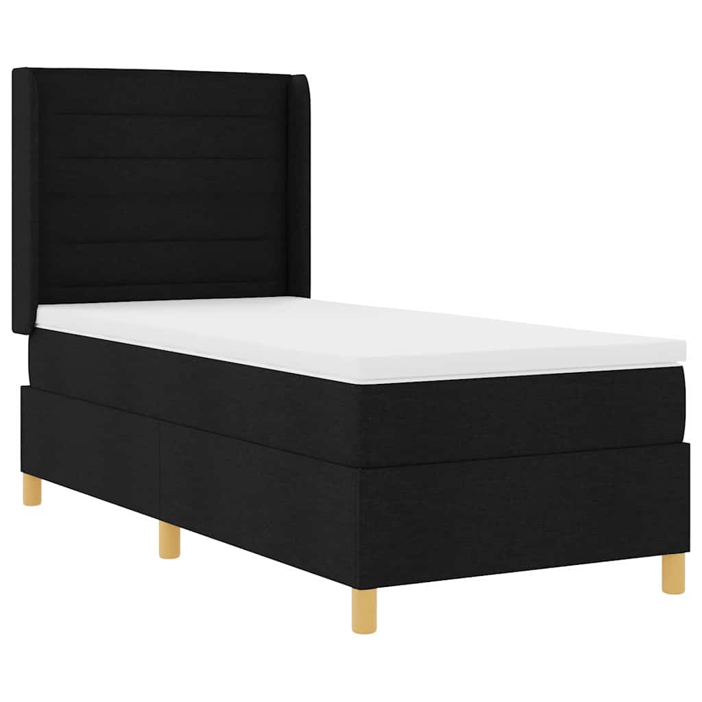 Krevet s opruga kutije s LED trakama Crna 90 x 190 cm tkanina