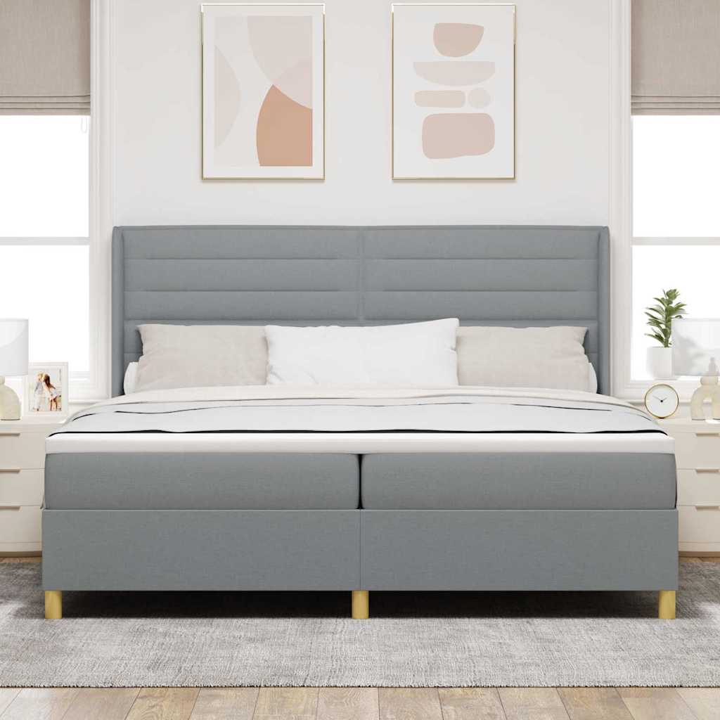 Krevet s opruga kutije Svijetlo siva 200 x 200 cm tkanina