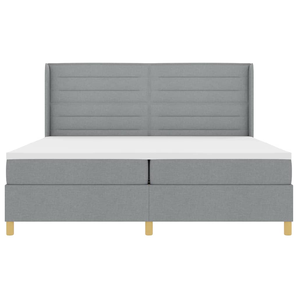 Krevet s opruga kutije Svijetlo siva 200 x 200 cm tkanina