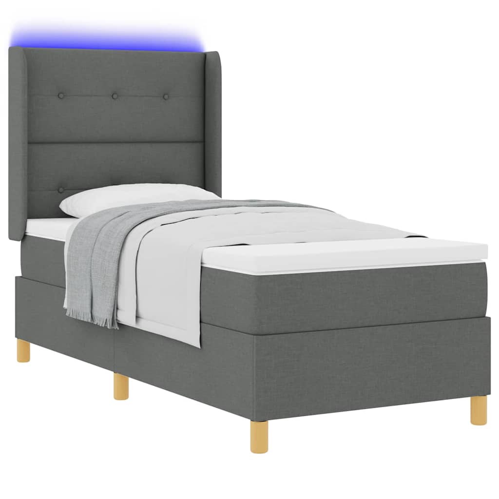 Krevet s opruga kutije s LED trakama Siva 80 x 200 cm tkanina
